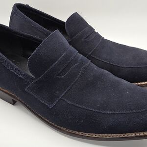 Thursday Penny Loafers Mens 9.5 Blue Suede Dress Shoes Slip On. VGUC